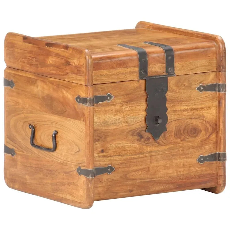 Storage Chest Storage Trunk with Latch for Bedroom Solid Wood Acacia - 15.7x15.7x15.7 (W x D x H)