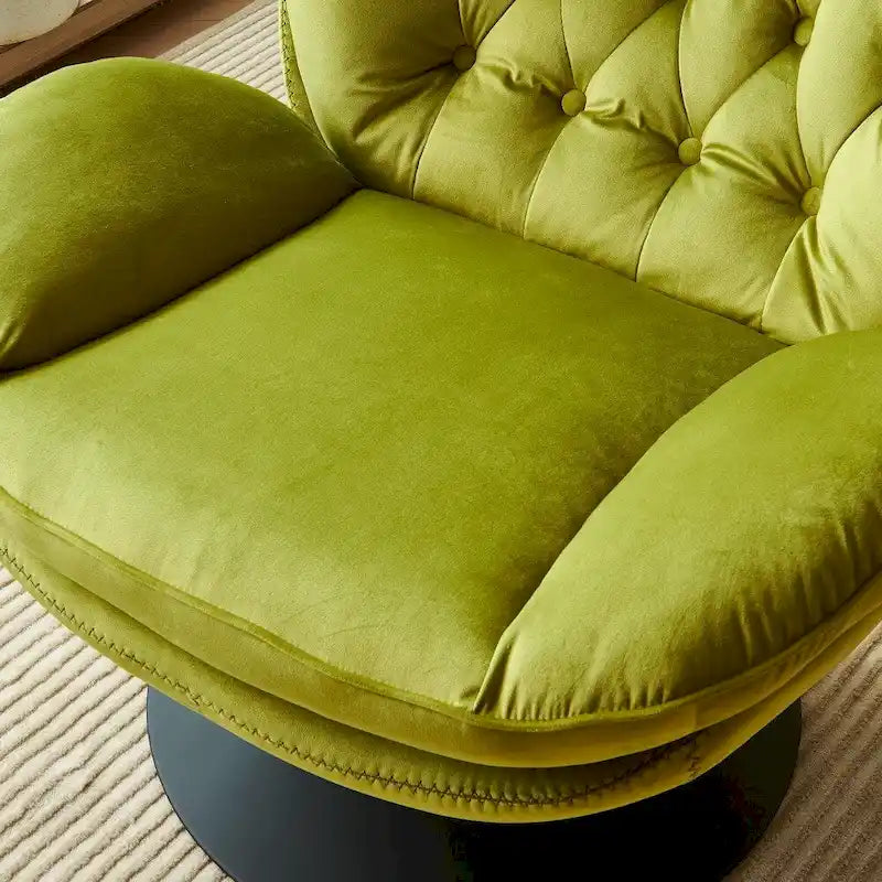 Swivel Leisure chair lounge chair velvet with ottoman