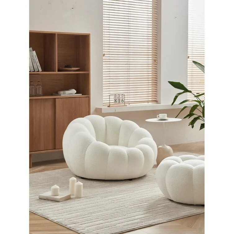3D Fabric Upholstered Accent Chair and Ottoman
