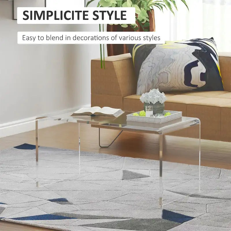 Rectangle All Acrylic 15mm Thick Waterfall Coffee Table