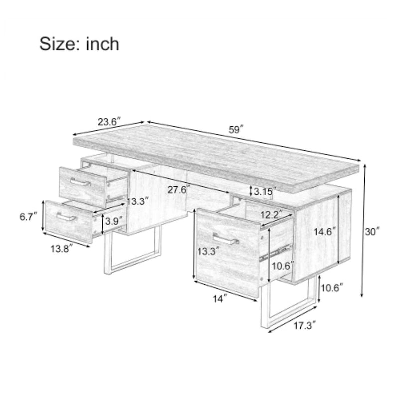 Home Office Computer Desk with Drawers