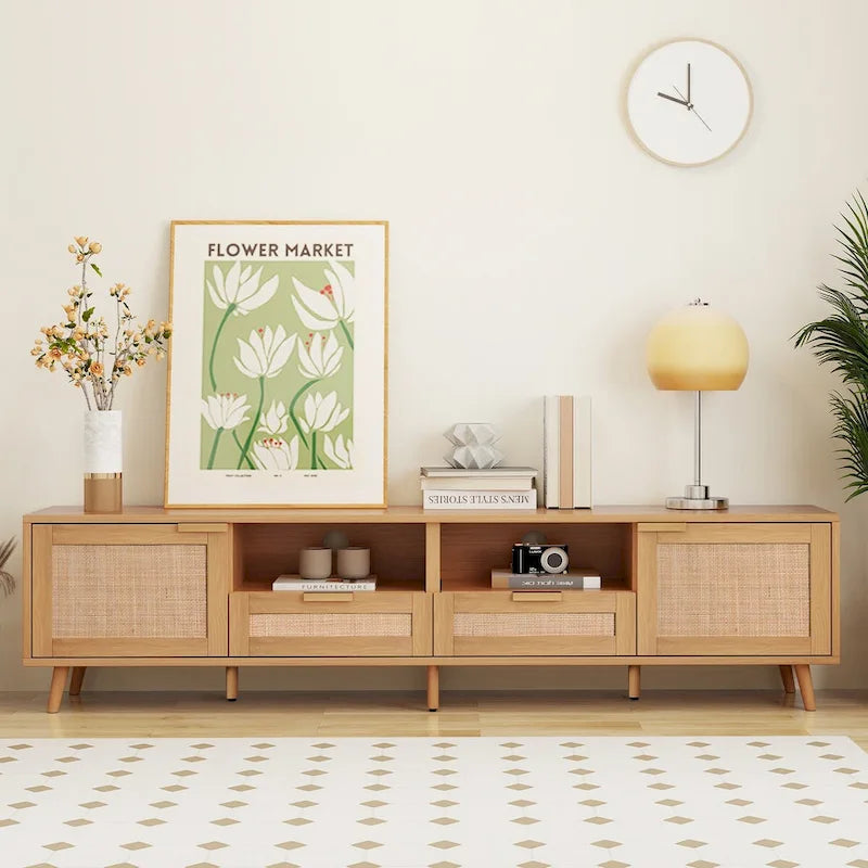 Rattan TV Stand for TVs up to 85