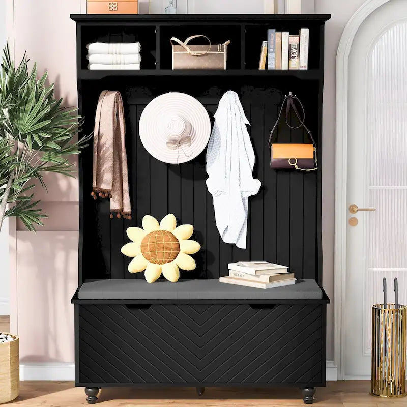 4-in-1 Entryway Hall Tree with Storage Bench