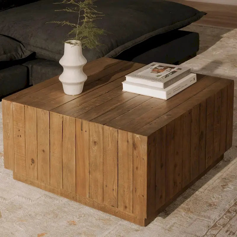 Square Wooden Coffee Table, Brown - 31.5 X 31.5 X 16