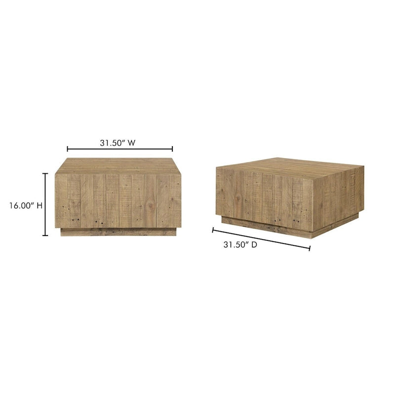 Square Wooden Coffee Table, Brown - 31.5 X 31.5 X 16